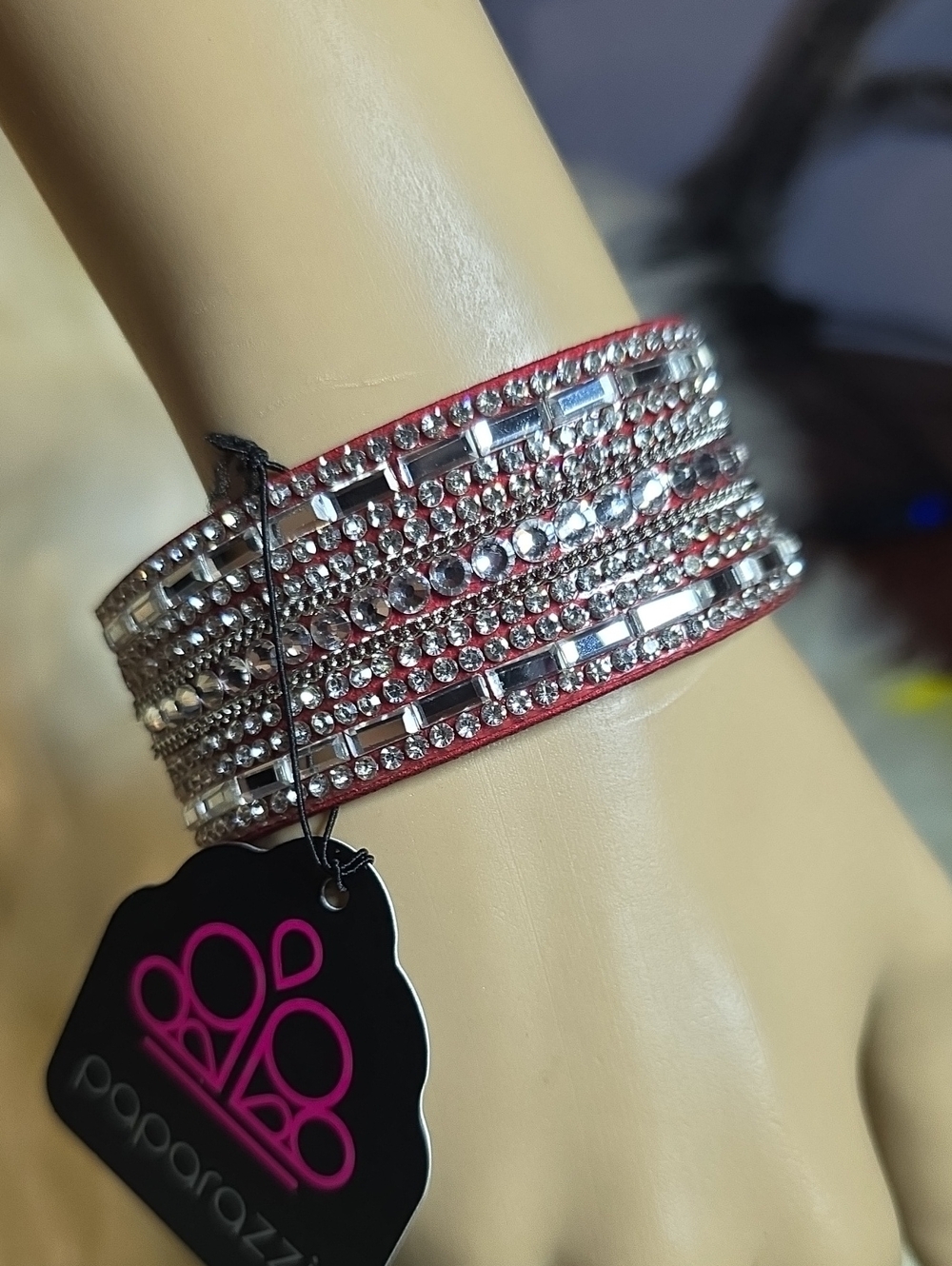 paparazzi Red Multi-Row Sparkle Bracelet